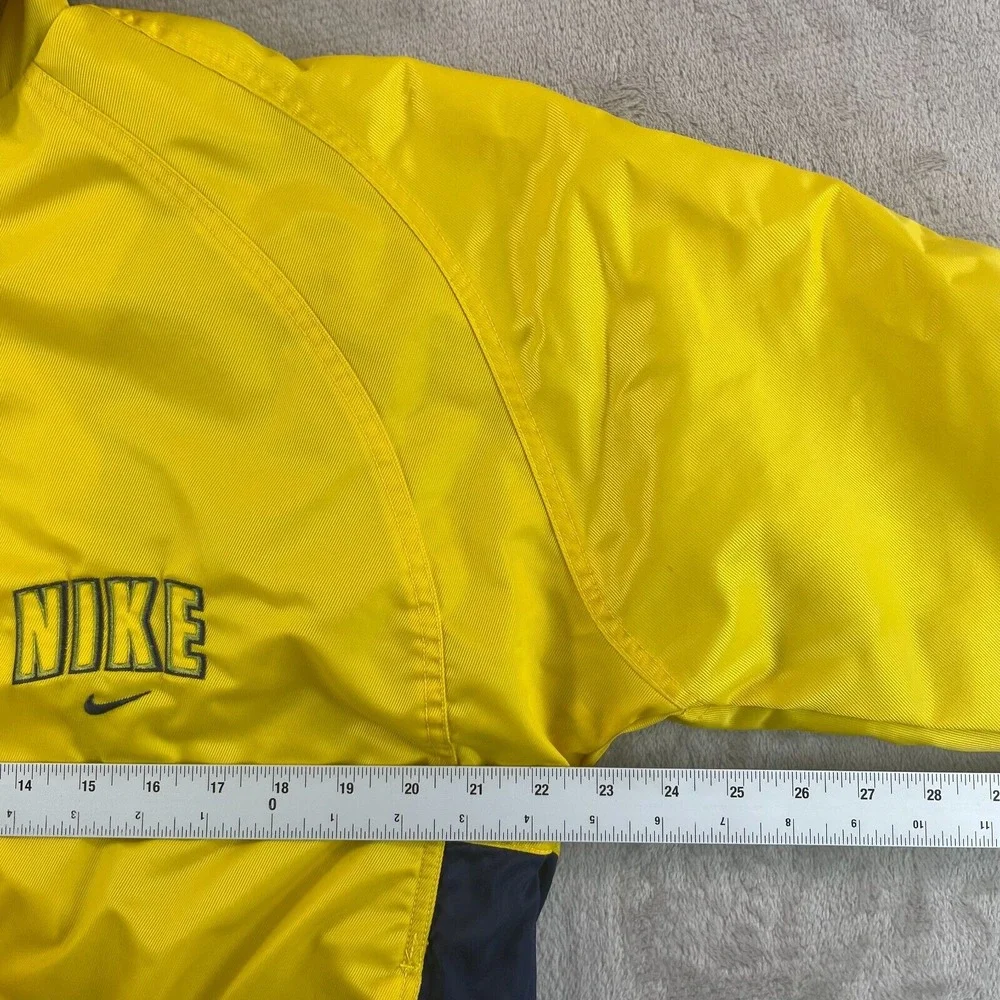 Vintage Nike Swoosh Jacket Youth Boys Medium 10-12 Yellow Fleece Lined FrontLogo